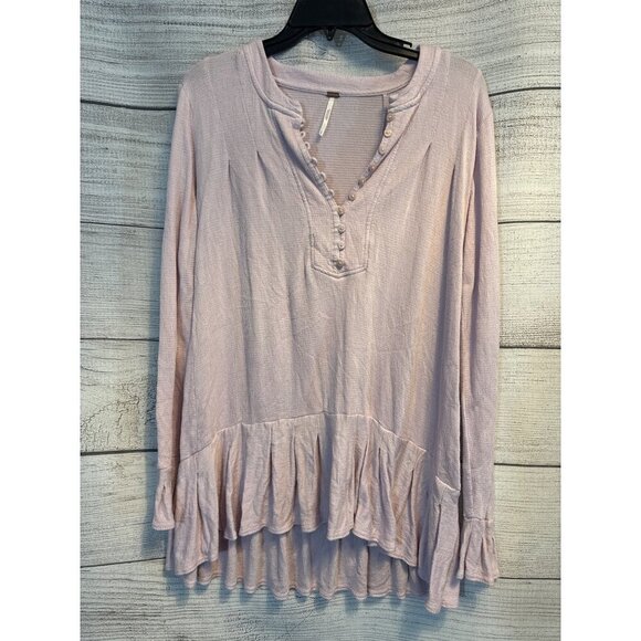 Free People Dusty Lavendar Long Sleeve Peplum Tunic Size S - Picture 1 of 3